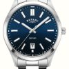 Men'S Rotary | Rotary Oxford Contemporary Quartz (40Mm) Blue Dial / Stainless Steel