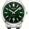 Men'S Rotary | Rotary Oxford Contemporary Quartz (40Mm) Green Dial / Stainless Steel