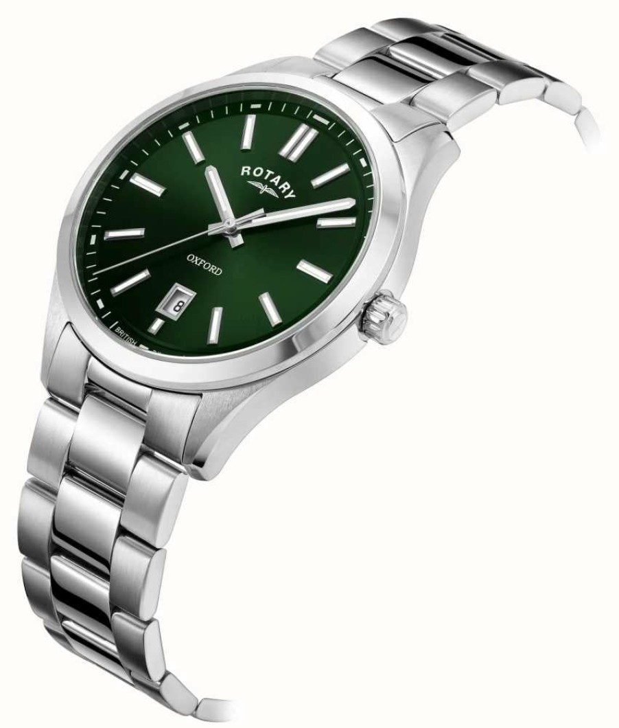 Men'S Rotary | Rotary Oxford Contemporary Quartz (40Mm) Green Dial / Stainless Steel