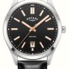 Men'S Rotary | Rotary Oxford Contemporary Quartz (40Mm) Black Dial / Black Leather