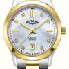 Women'S Rotary | Rotary Women'S Oxford (30Mm) Diamond-Set Mother-Of-Pearl Dial / Two-Tone Stainless Steel Bracelet