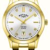 Women'S Rotary | Rotary Women'S Oxford (30Mm) Diamond-Set Silver Dial / Gold-Tone Stainless Steel Bracelet