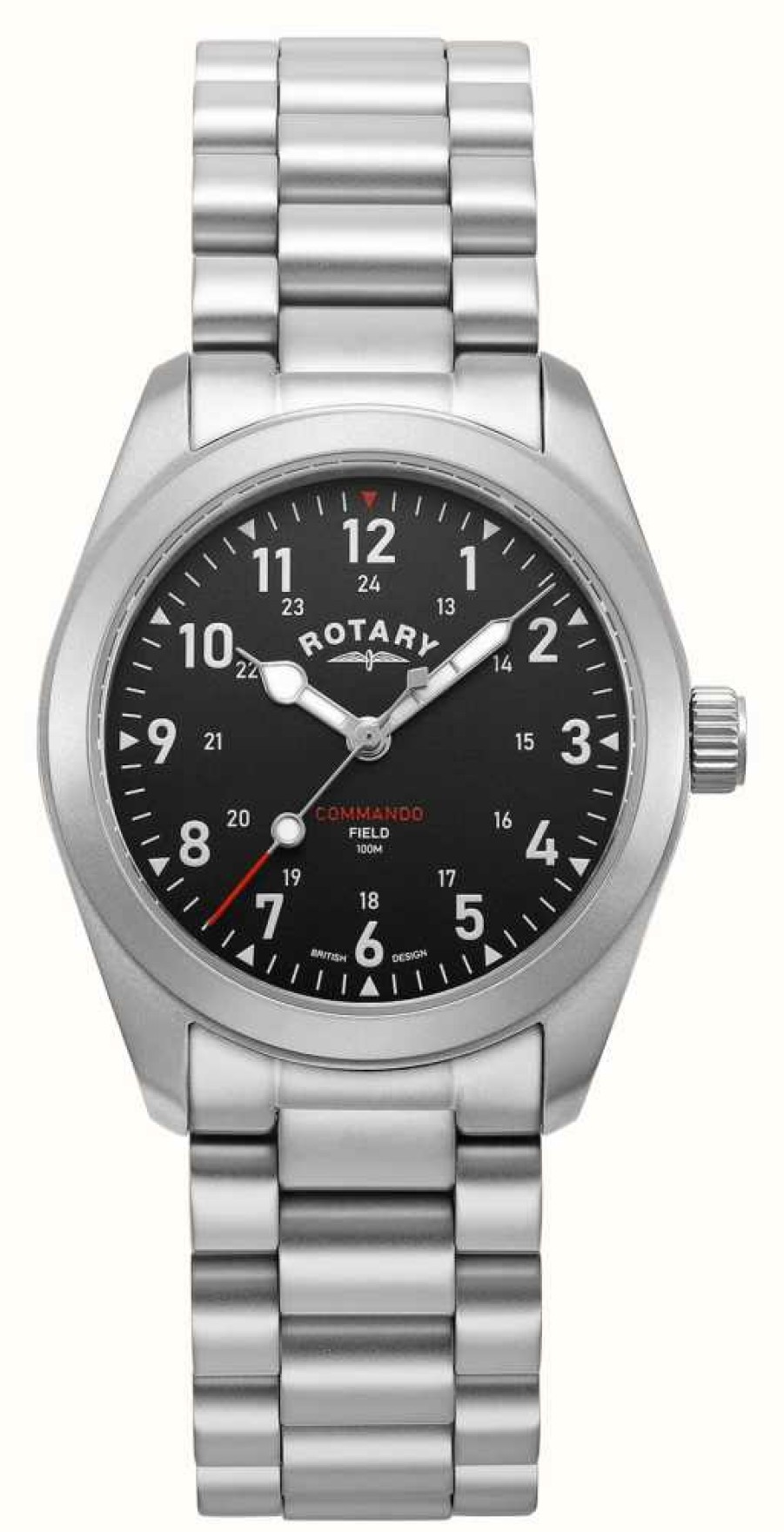 Men'S Rotary | Rotary Commando Rw 1895 Field (37Mm) Black Dial / Stainless Steel