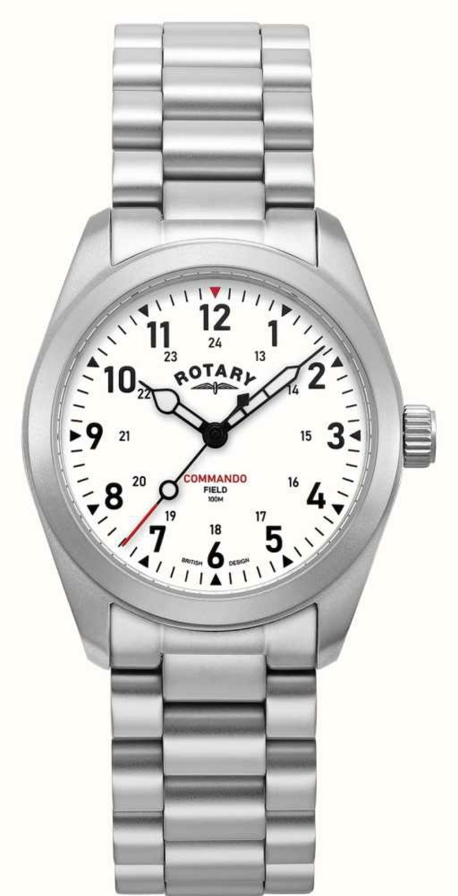 Men'S Rotary | Rotary Commando Rw 1895 Field (37Mm) White Dial / Stainless Steel