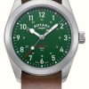 Men'S Rotary | Rotary Rw 1895 Commando Field (37Mm) Green Dial / Brown Leather Nato Strap