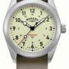 Men'S Rotary | Rotary Men'S Rw 1895 Commando Field (37Mm) Cream Dial / Khaki Leather Nato Strap