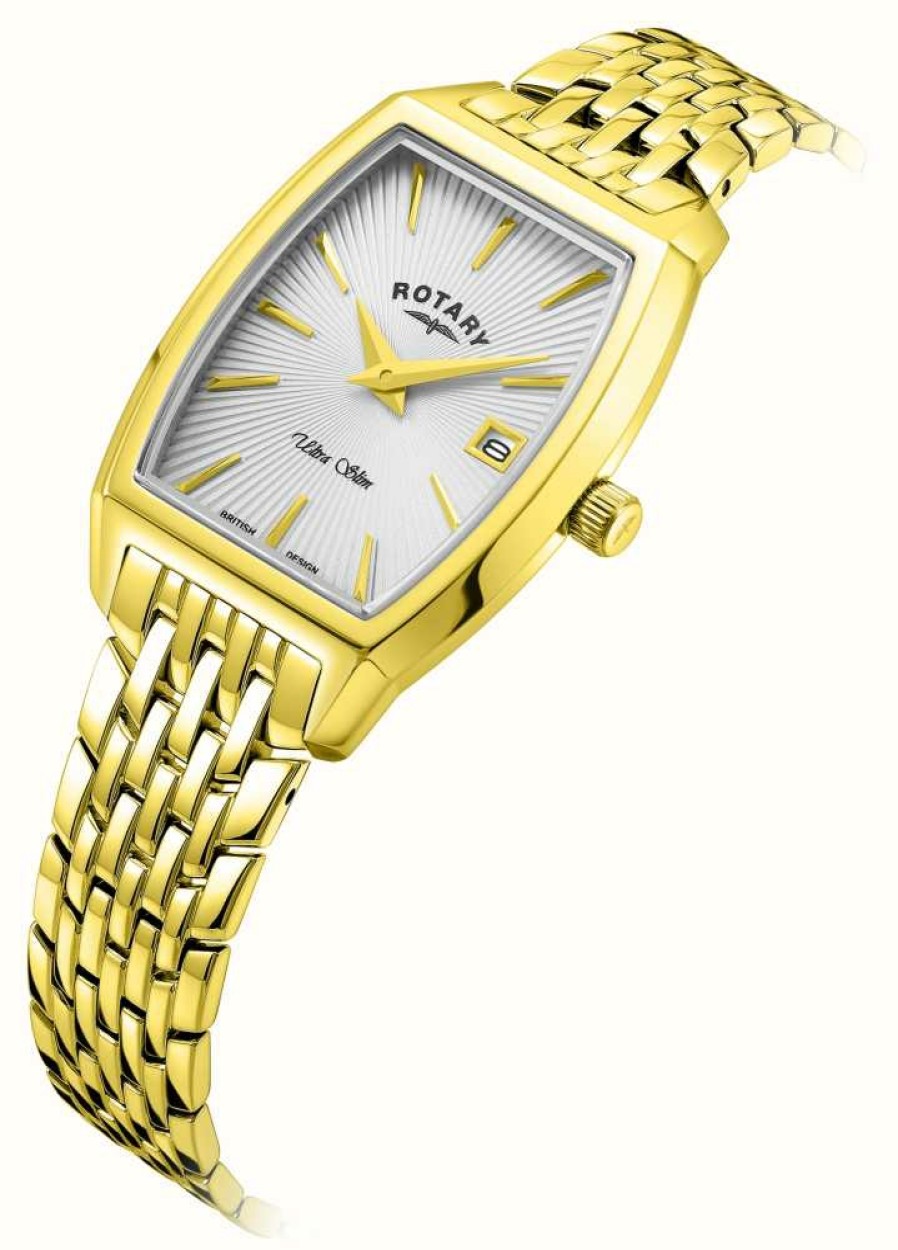 Women'S Rotary | Rotary Women'S Ultra Slim (25Mm) Silver Dial / Gold-Tone Stainless Steel Bracelet