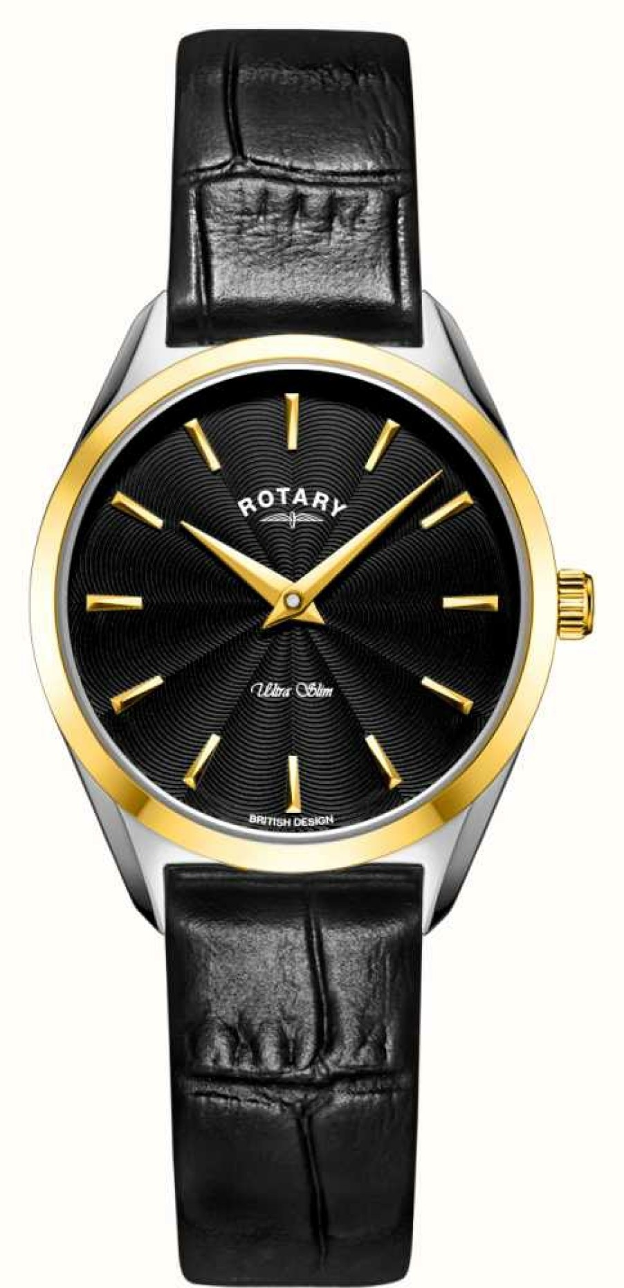 Women'S Rotary | Rotary Women'S Ultra Slim (27Mm) Black Dial / Black Leather Strap