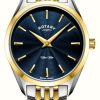 Women'S Rotary | Rotary Women'S Ultra Slim (27Mm) Blue Dial / Two-Tone Stainless Steel Bracelet