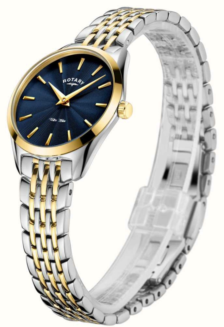 Women'S Rotary | Rotary Women'S Ultra Slim (27Mm) Blue Dial / Two-Tone Stainless Steel Bracelet