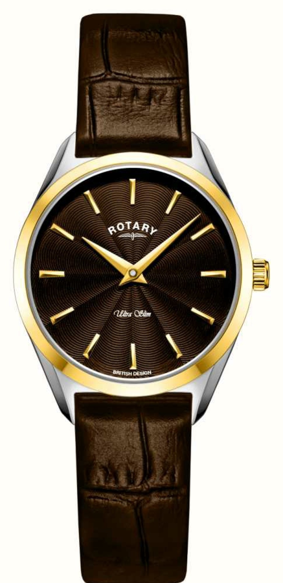 Women'S Rotary | Rotary Women'S Ultra Slim (27Mm) Brown Dial / Brown Leather Strap