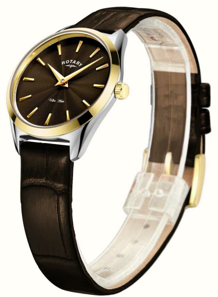 Women'S Rotary | Rotary Women'S Ultra Slim (27Mm) Brown Dial / Brown Leather Strap