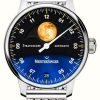 Men'S MeisterSinger | Meistersinger Stratoscope (43Mm) Blue Dial / Stainless Steel Mesh Bracelet