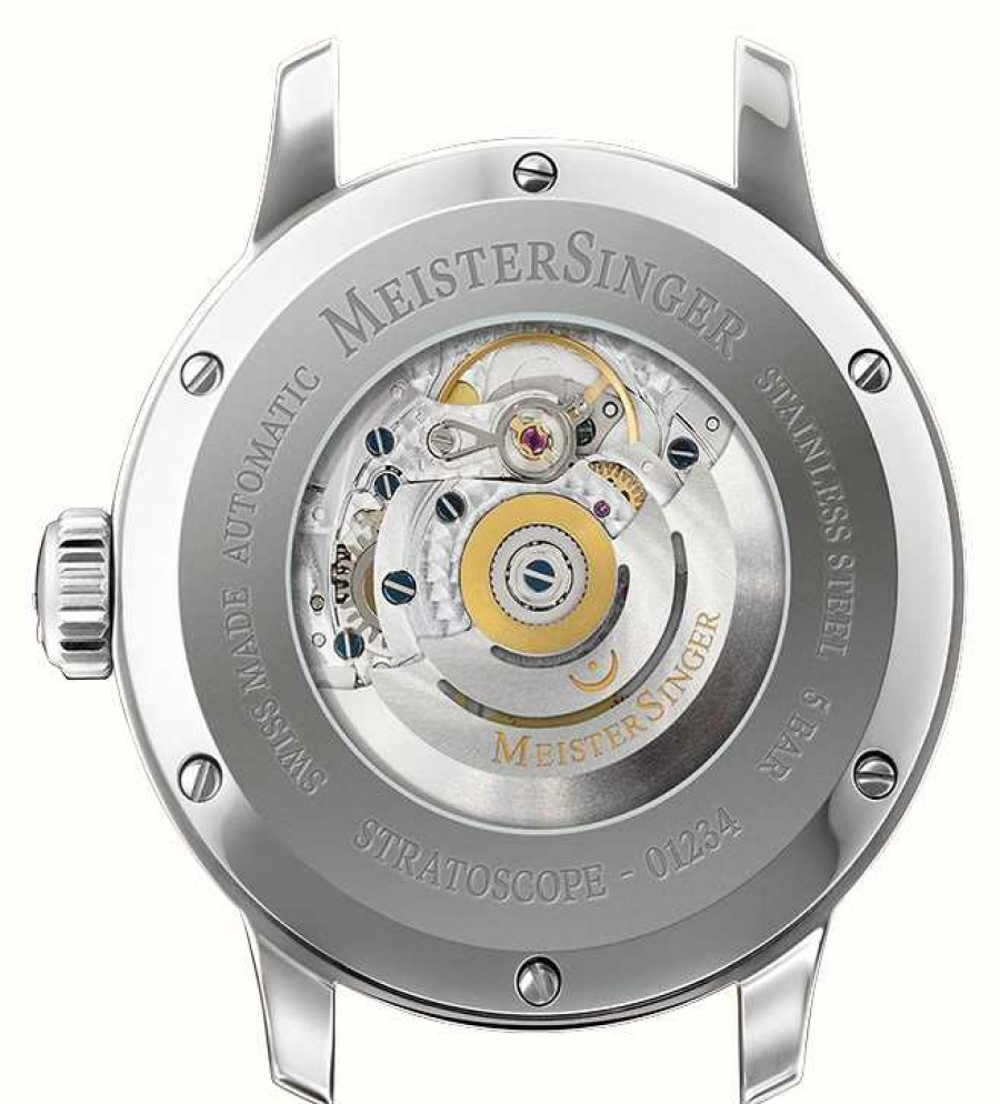 Men'S MeisterSinger | Meistersinger Stratoscope (43Mm) Blue Dial / Stainless Steel Mesh Bracelet