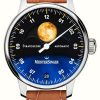 Men'S MeisterSinger | Meistersinger Stratoscope (43Mm) Blue Dial / Tan Brown Leather Strap