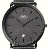 Men'S Limit | Limit Classic Quartz Date Gunmetal Dial / Gunmetal Pvd Stainless Steel Mesh