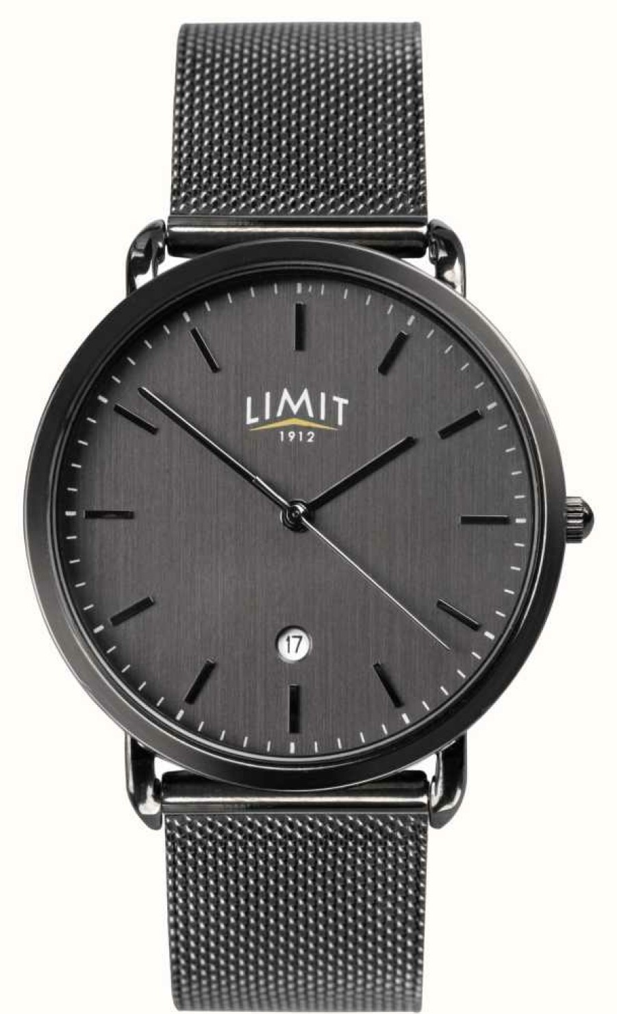 Men'S Limit | Limit Classic Quartz Date Gunmetal Dial / Gunmetal Pvd Stainless Steel Mesh