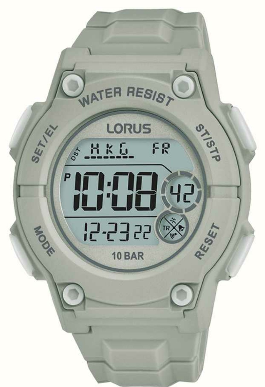 Men'S Lorus | Lorus Digital Multi-Function 100M (42Mm) Digital Dial / Grey Silicone