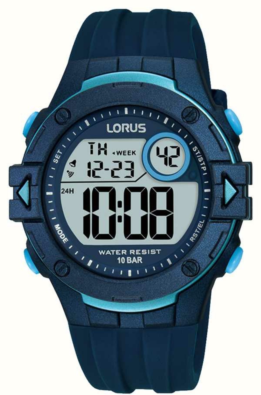 Men'S Lorus | Lorus Digital Multi-Function 100M (40Mm) Digital Dial / Dark Blue Silicone