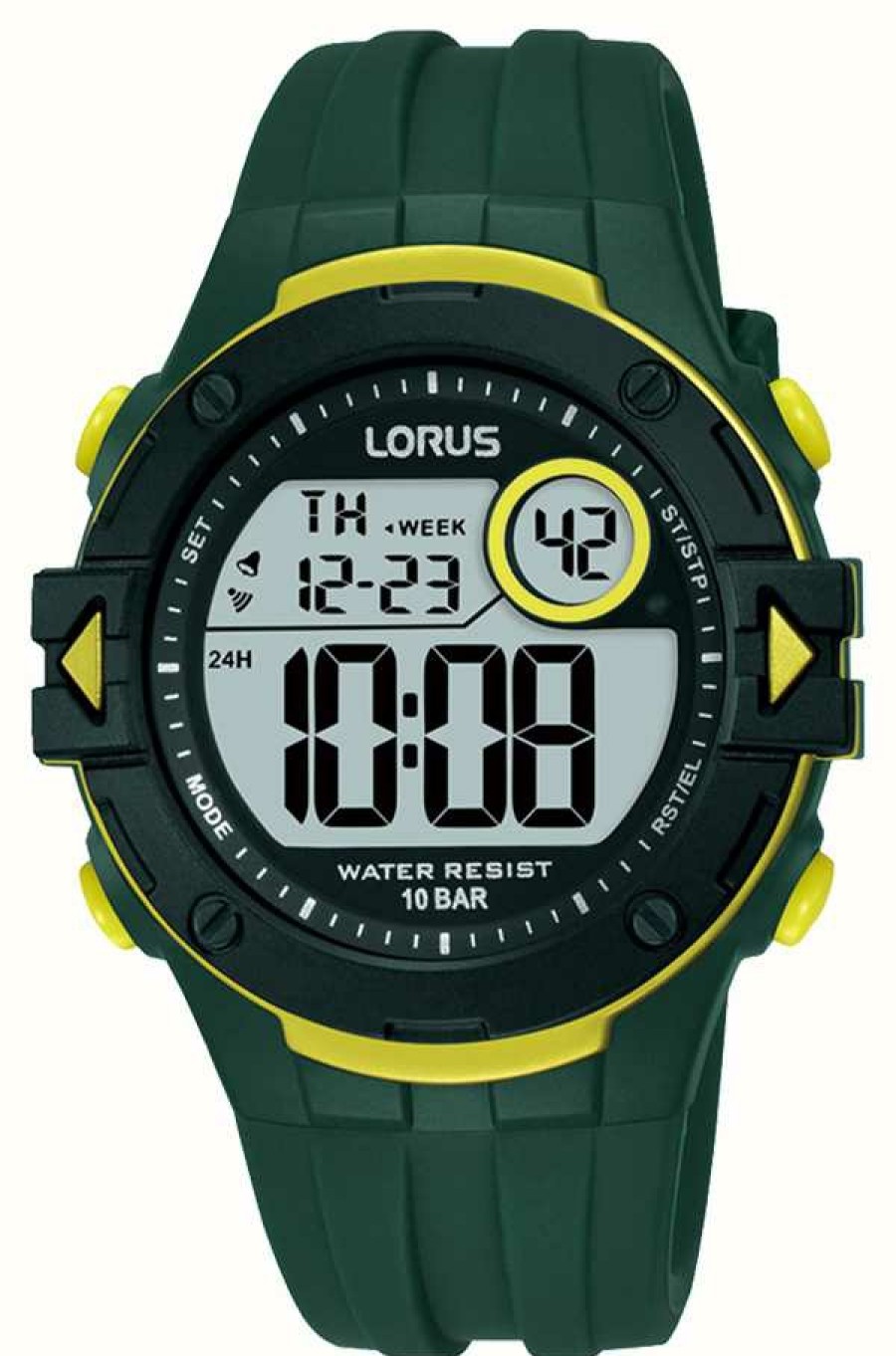 Men'S Lorus | Lorus Digital Multi-Function 100M (40Mm) Digital Dial / Dark Green Silicone