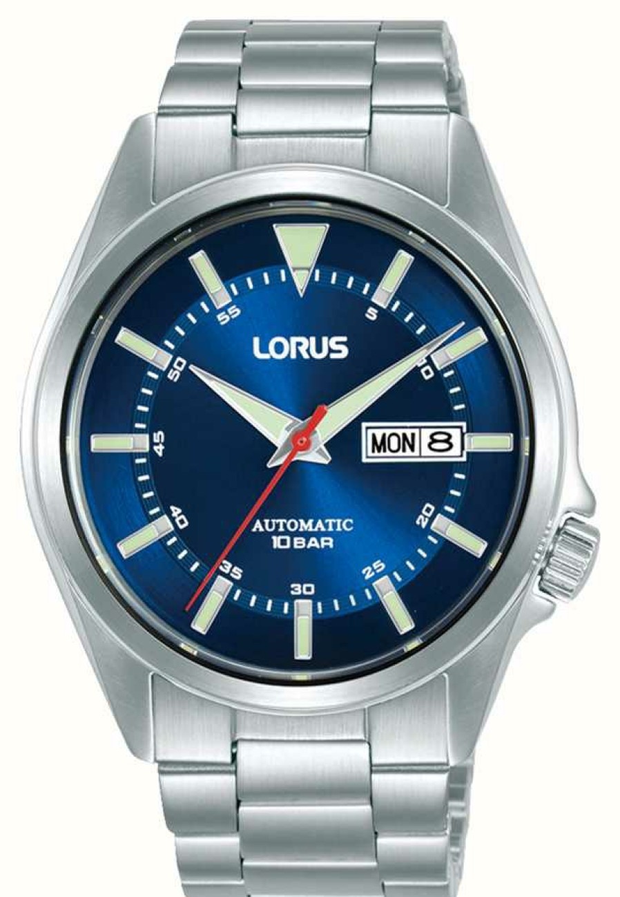 Men'S Lorus | Lorus Sports Automatic Day/Date 100M (42Mm) Blue Sunray Dial / Stainless Steel