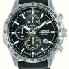 Men'S Lorus | Lorus Sports Quartz Chronograph 100M (43Mm) Black Sunray Dial / Black Leather