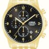 Men'S Lorus | Lorus Sports Quartz Chronograph 100M (43Mm) Black Sunray Dial / Gold Pvd Stainless Steel