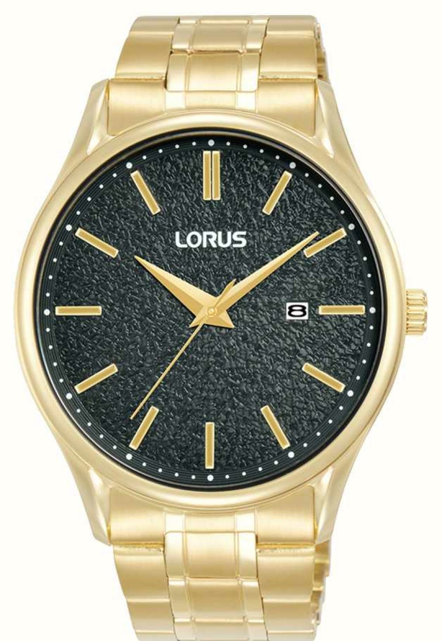 Men'S Lorus | Lorus Classic Date (42Mm) Black Dial / Gold Pvd Stainless Steel