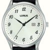 Men'S Lorus | Lorus Classic Date (42.2Mm) White Sunray Dial / Black Leather