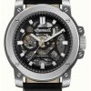 Men'S Ingersoll | Ingersoll The Freestyle Automatic (45.5Mm) Black Skeleton Dial / Black Leather Strap