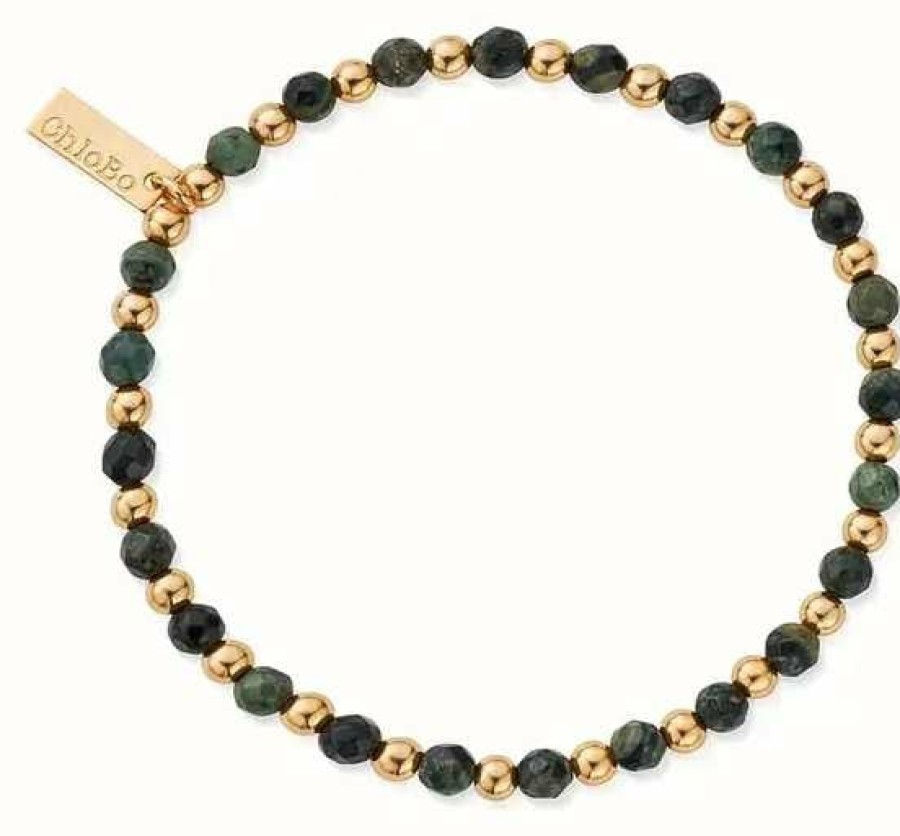 Jewelry ChloBo Jewellery | Chlobo Man Gold Plated Kambaba Jasper Ball Bracelet