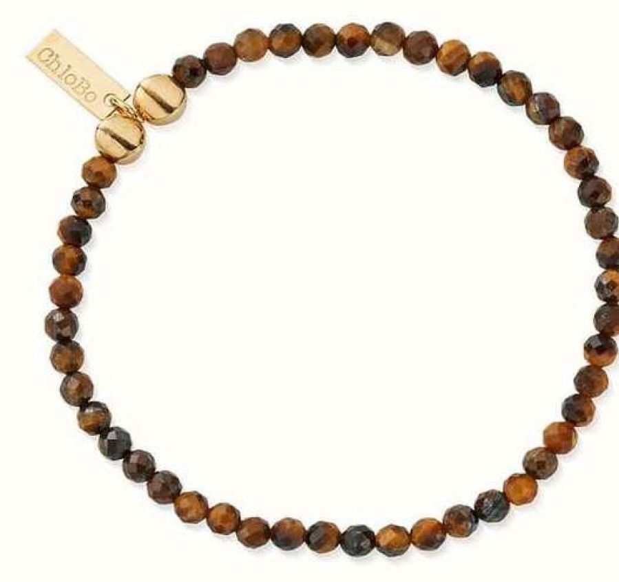 Jewelry ChloBo Jewellery | Chlobo Man Gold Beads Tiger'S Eye Bracelet