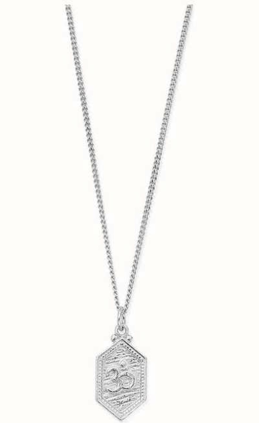 Jewelry ChloBo Jewellery | Chlobo Men'S Silver Curb Chain Om Necklace