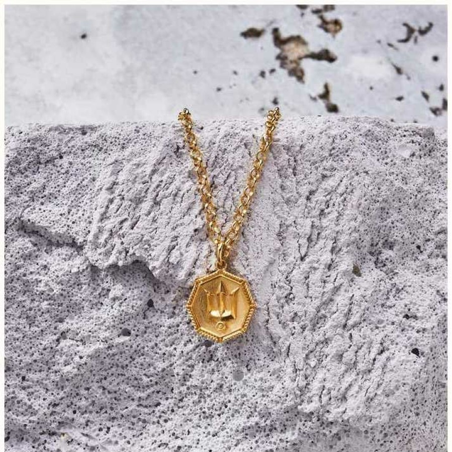 Jewelry ChloBo Jewellery | Chlobo Man Gold Belcher Chain Trident Necklace