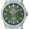 Men'S Casio | Casio Edifice Slim Analogue (40Mm) Khaki Green Dial / Stainless Steel