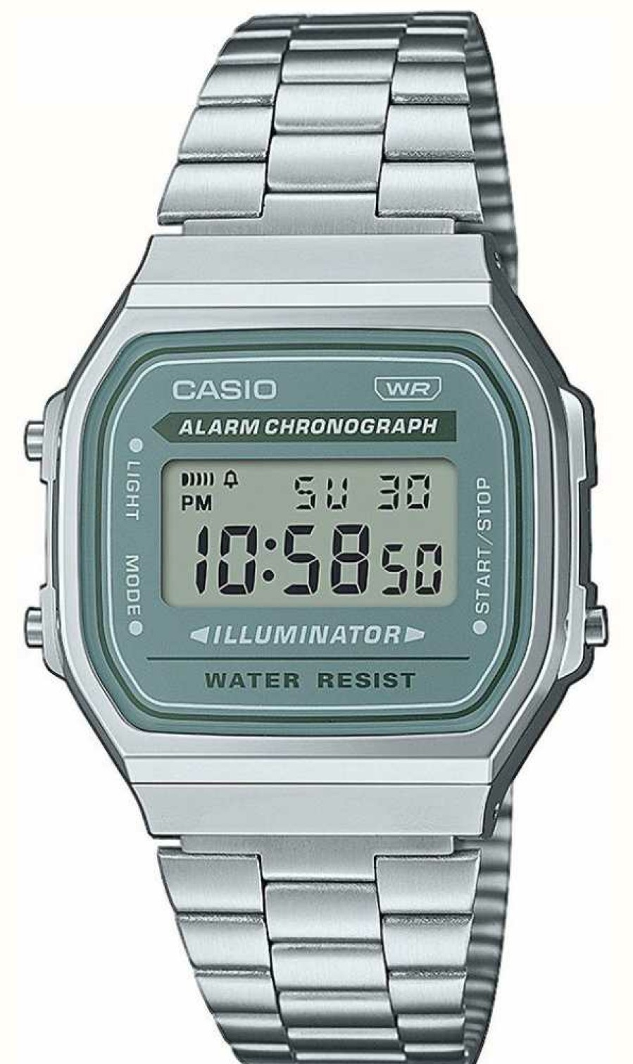 Women'S Casio | Casio Vintage Digital Illuminator (36Mm) Blue Digital Dial / Stainless Steel