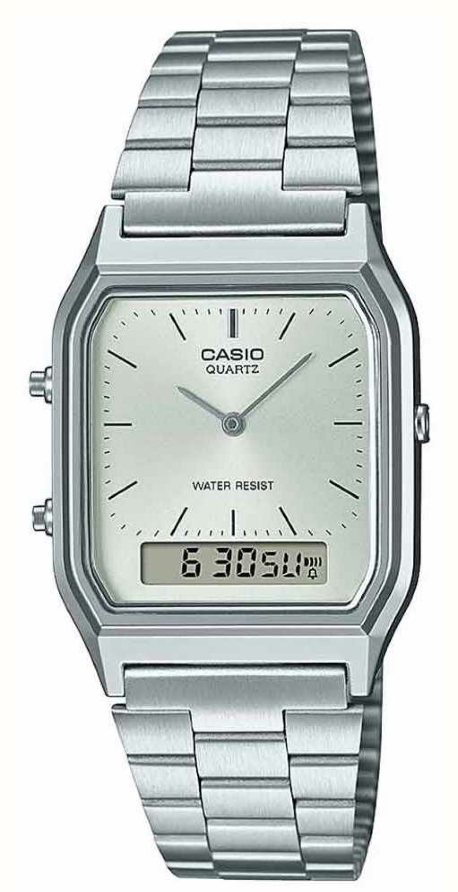 Women'S Casio | Casio Vintage Dual-Display (30Mm) Silver Dial / Stainless Steel