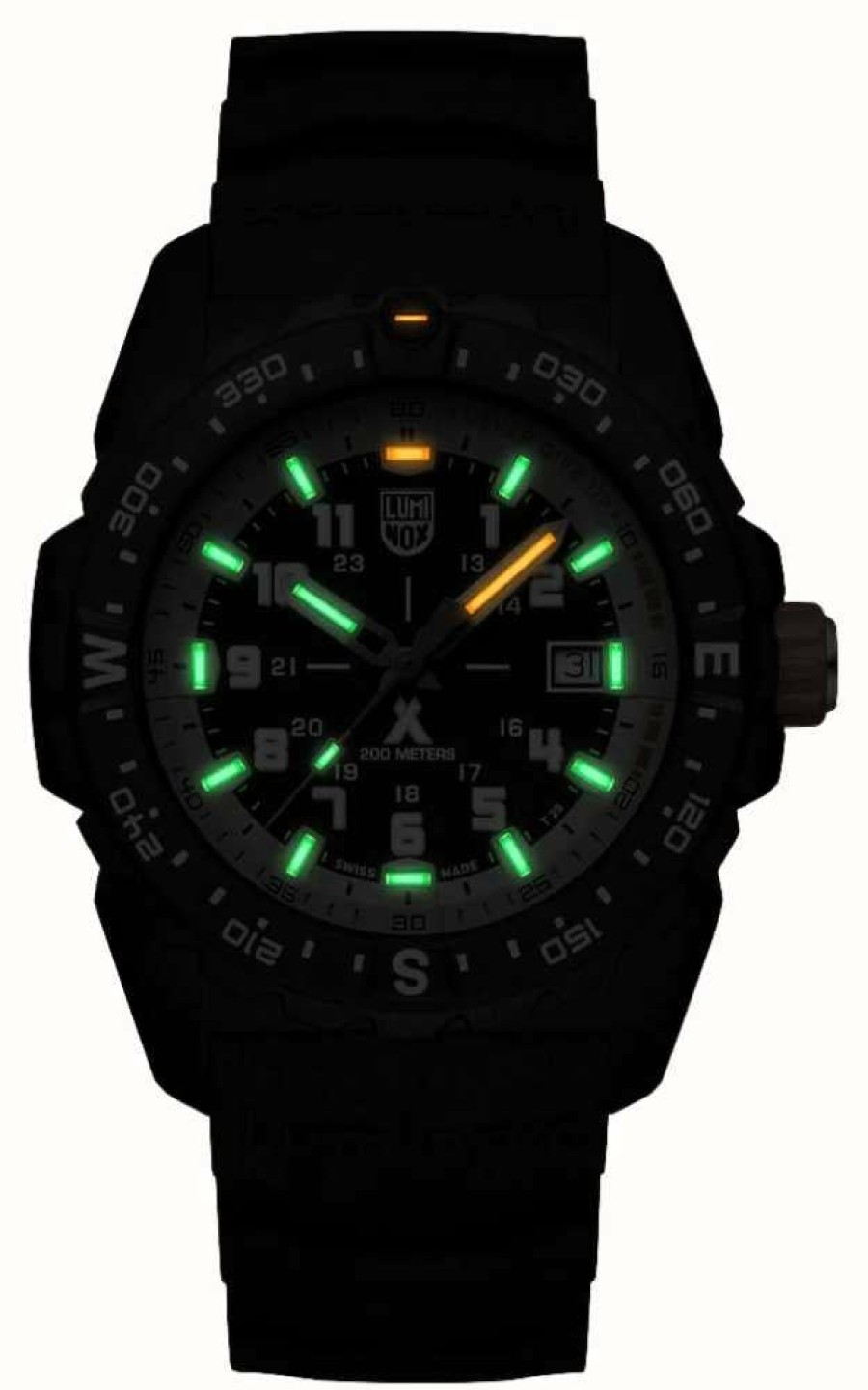 Men'S Luminox | Luminox Bear Grylls Mountain Carbonox (43Mm) Black + Beige Dial / Black Rubber