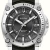 Men'S Bulova | Bulova Men'S Icon (40Mm) Black Dial / Black Leather Strap