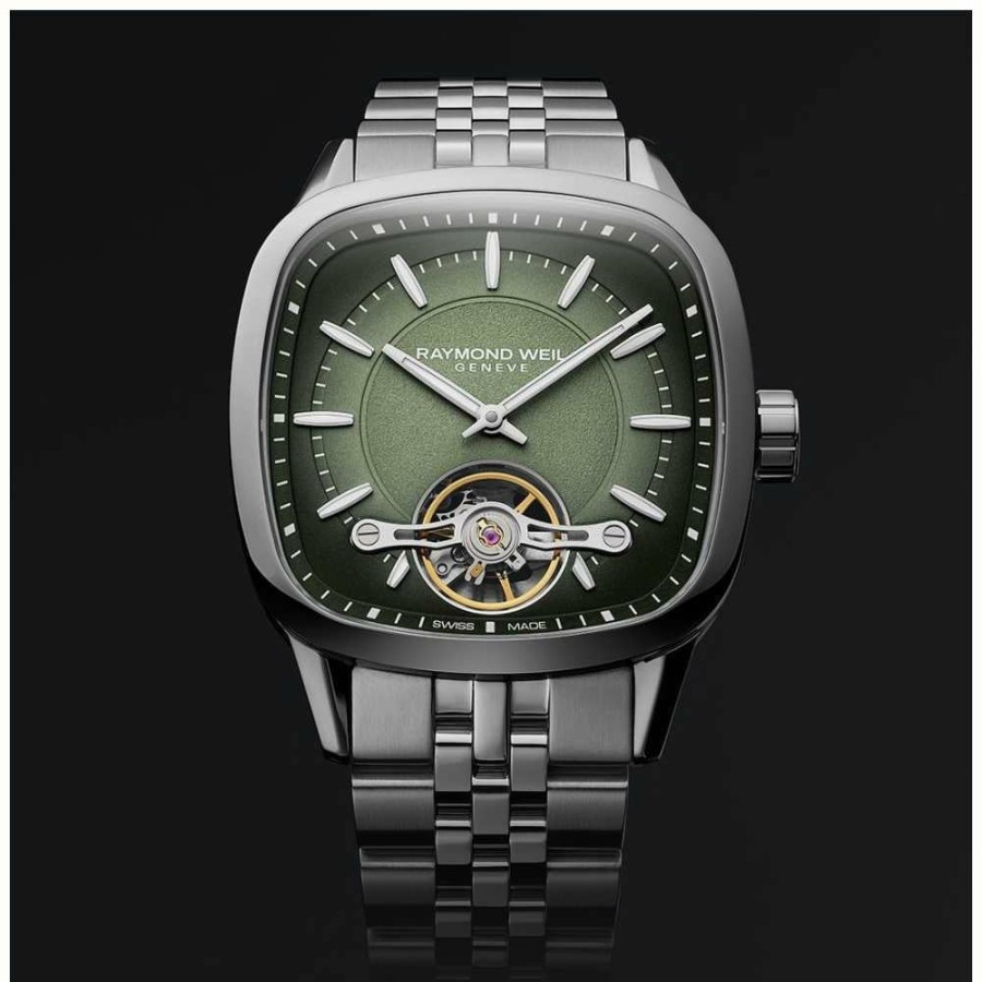 Men'S Raymond Weil | Raymond Weil Freelancer Calibre Rw1212 Automatic (40Mm) Green Dial / Stainless Steel