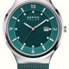 Men'S Bering | Bering Men'S Solar (42Mm) Green Dial / Green Stainless Steel Mesh Bracelet