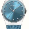 Women'S Bering | Bering Women'S Classic (27Mm) Blue Dial / Blue Stainless Steel Mesh Bracelet