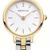 Women'S Bering | Bering Women'S Classic (22Mm) White Dial / Two-Tone Stainless Steel Bracelet