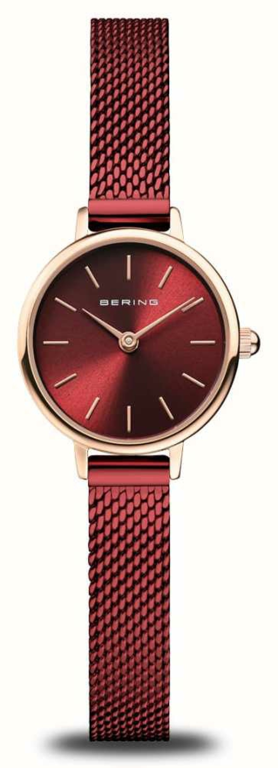 Women'S Bering | Bering Women'S Classic (22Mm) Red Dial / Red Stainless Steel Mesh Bracelet