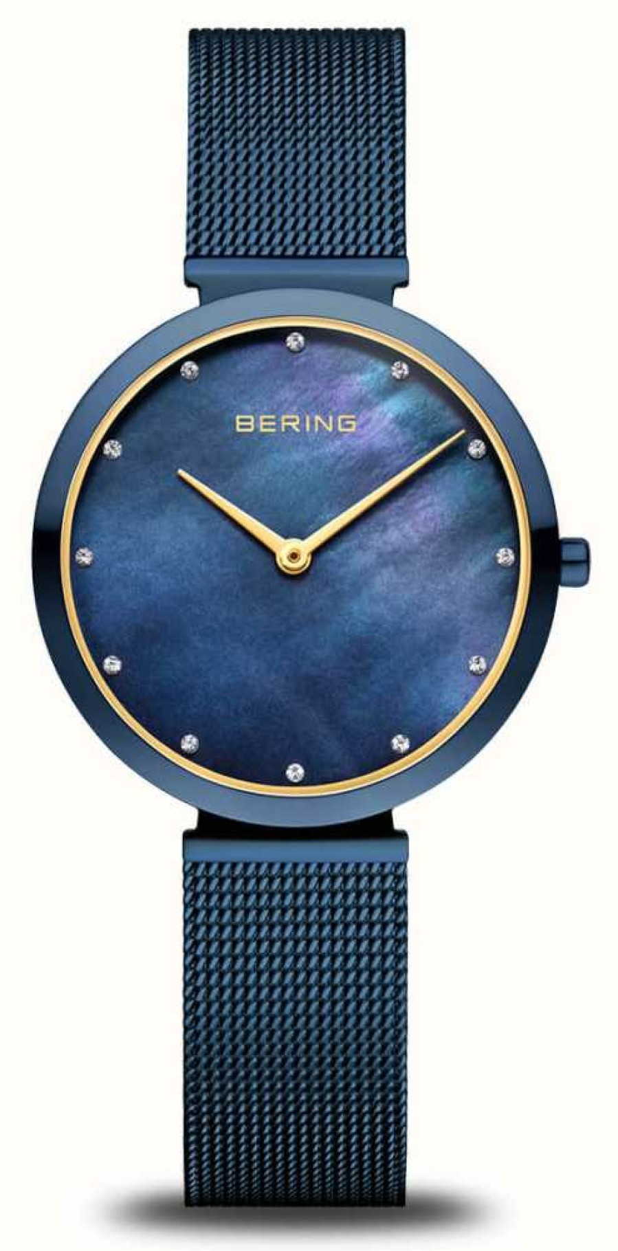 Women'S Bering | Bering Women'S Classic (32Mm) Blue Mother-Of-Pearl Dial / Blue Stainless Steel Mesh Bracelet