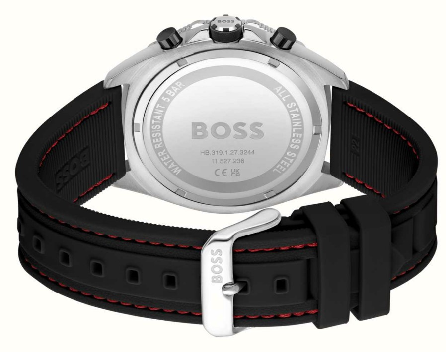 Men'S BOSS | Boss Energy Chronograph (44Mm) Black Dial / Black Silicone