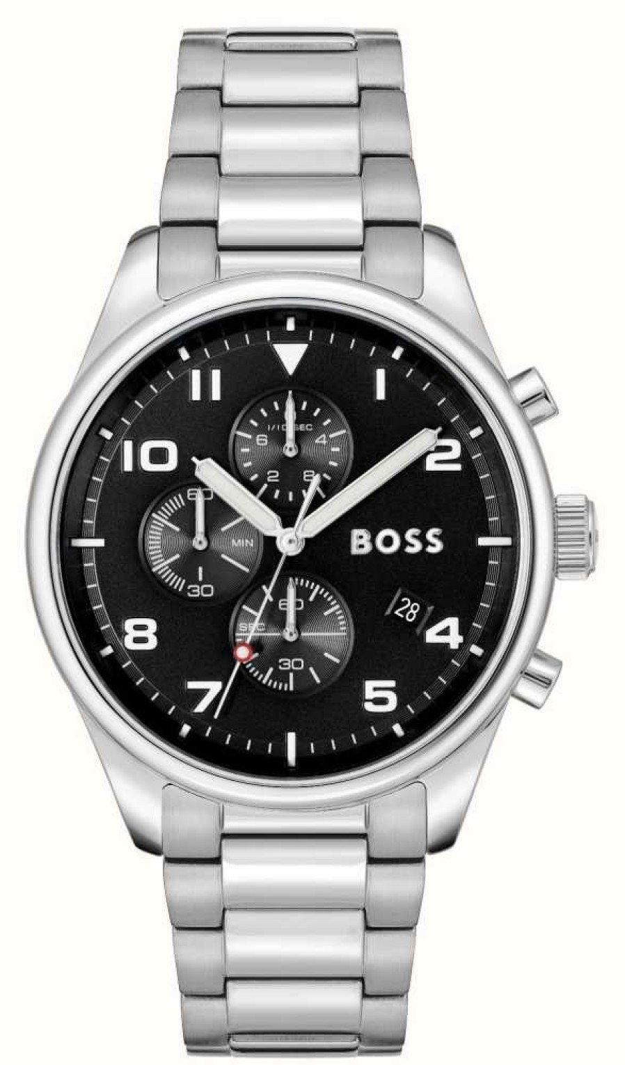 Men'S BOSS | Boss Trace Chronograph (44Mm) Black Dial / Stainless Steel