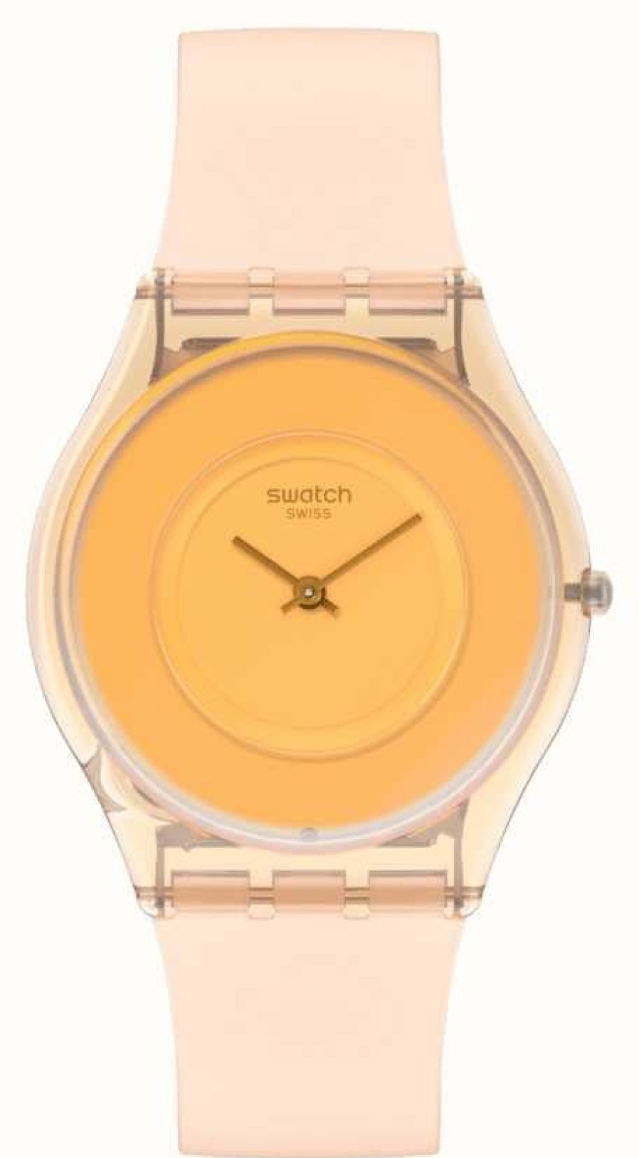 Men'S Swatch | Swatch Pastelicious Peachy (34Mm) Orange Dial / Pink Silicone Strap