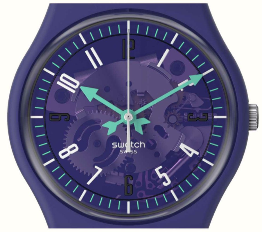 Men'S Swatch | Swatch Photonic Purple (34Mm) Purple Dial / Purple Silicone Strap