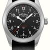 Men'S Rotary | Rotary Men'S Rw 1895 Commando Field (37Mm) Black Dial / Black Leather Nato Strap